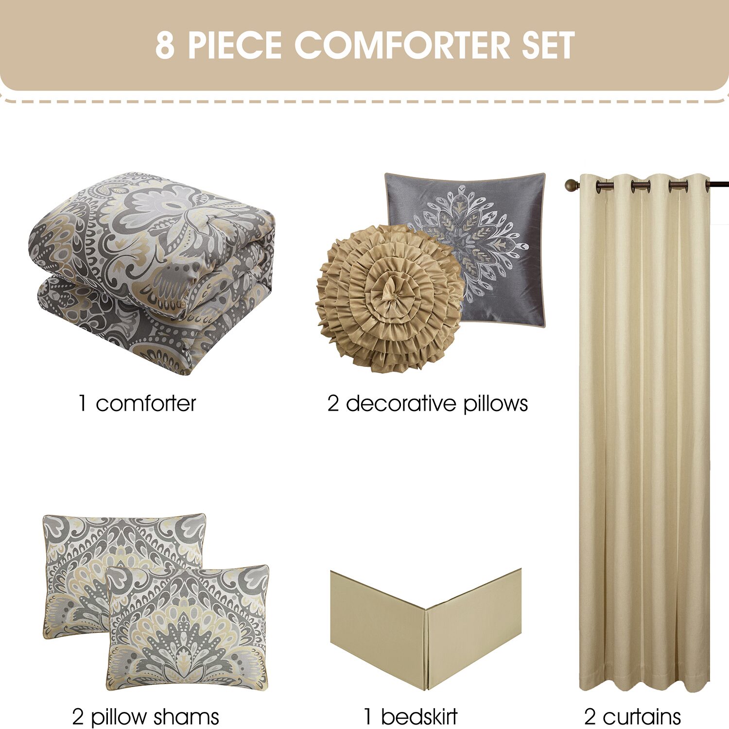 Stratford Park Jacquard 8-pc. Easy Care Comforter Set