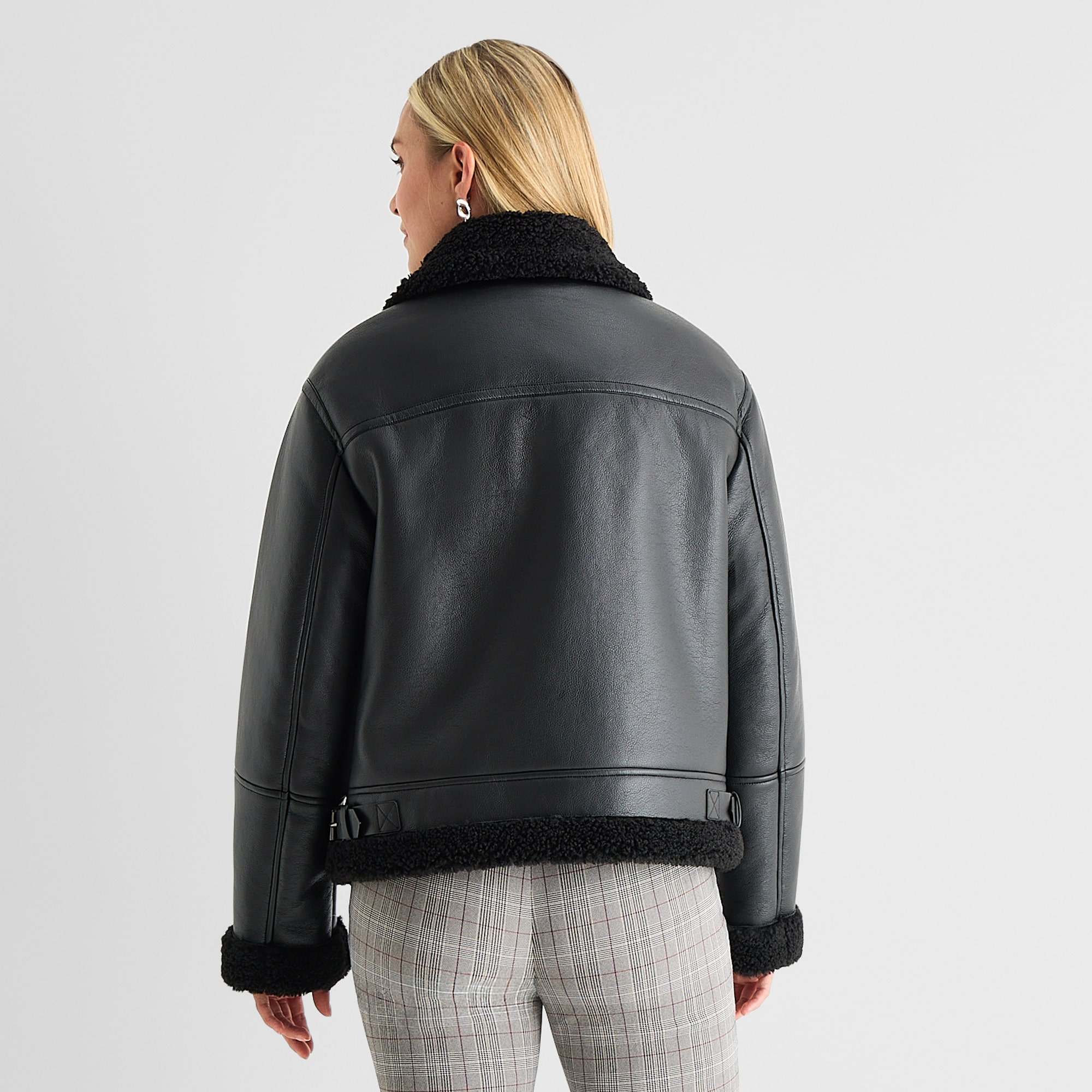 Liz Claiborne Womens Faux Shearling Midweight Coat