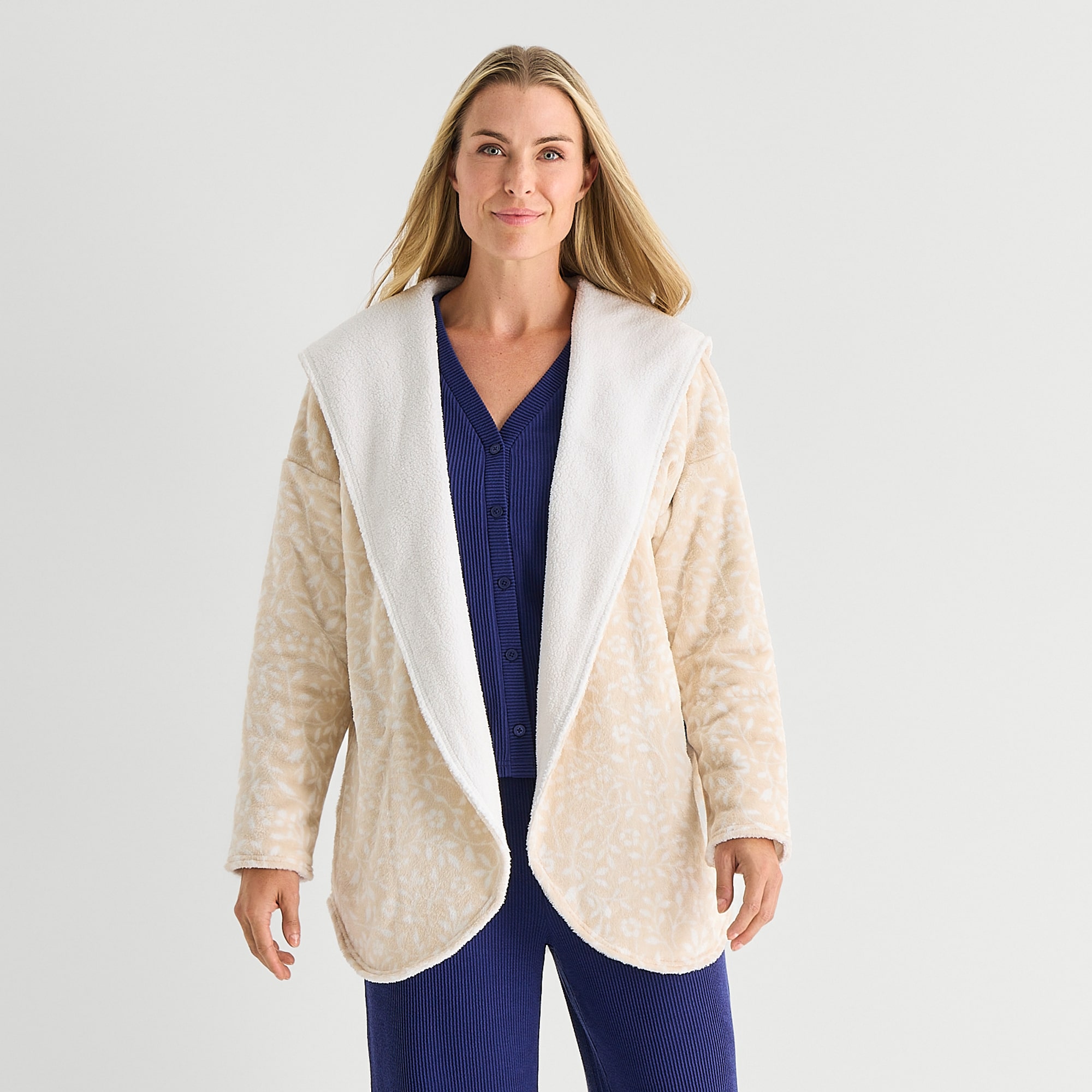 Martha Stewart Womens Hooded Long Sleeve 1 Pair Pajama Top