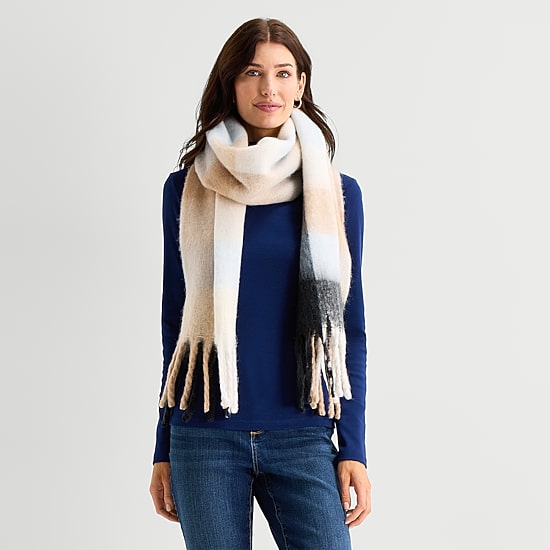 St. John's Bay Brushed Plaid Plaid Oblong Scarf