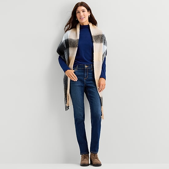 St. John's Bay Brushed Plaid Plaid Oblong Scarf