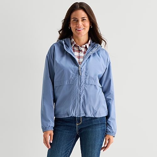 Free Country Womens Water Resistant Fleece Lined Lightweight Windbreaker In Blue