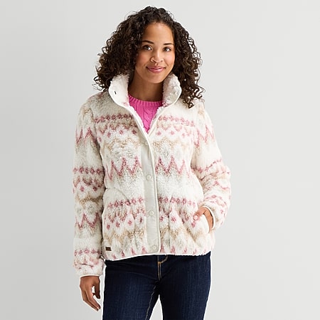 Arizona Shacket Womens Juniors Faux Fur Midweight Shirt Jacket