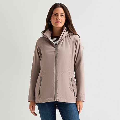 Free Country Womens Water Resistant Fleece Lined Lightweight Windbreaker In Brown