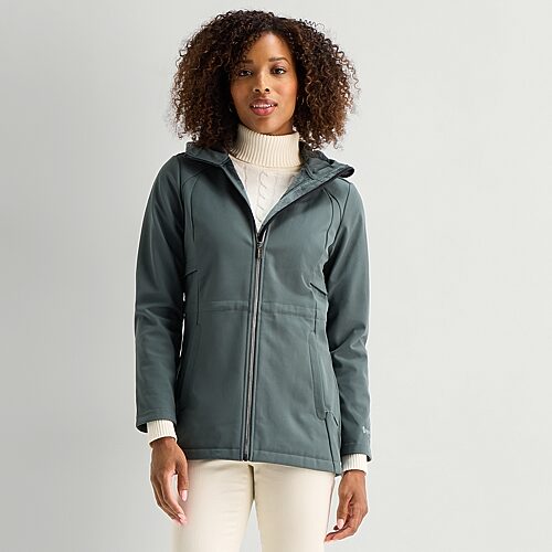 Free Country Womens Water Resistant Fleece Lined Lightweight Softshell Jacket In Green