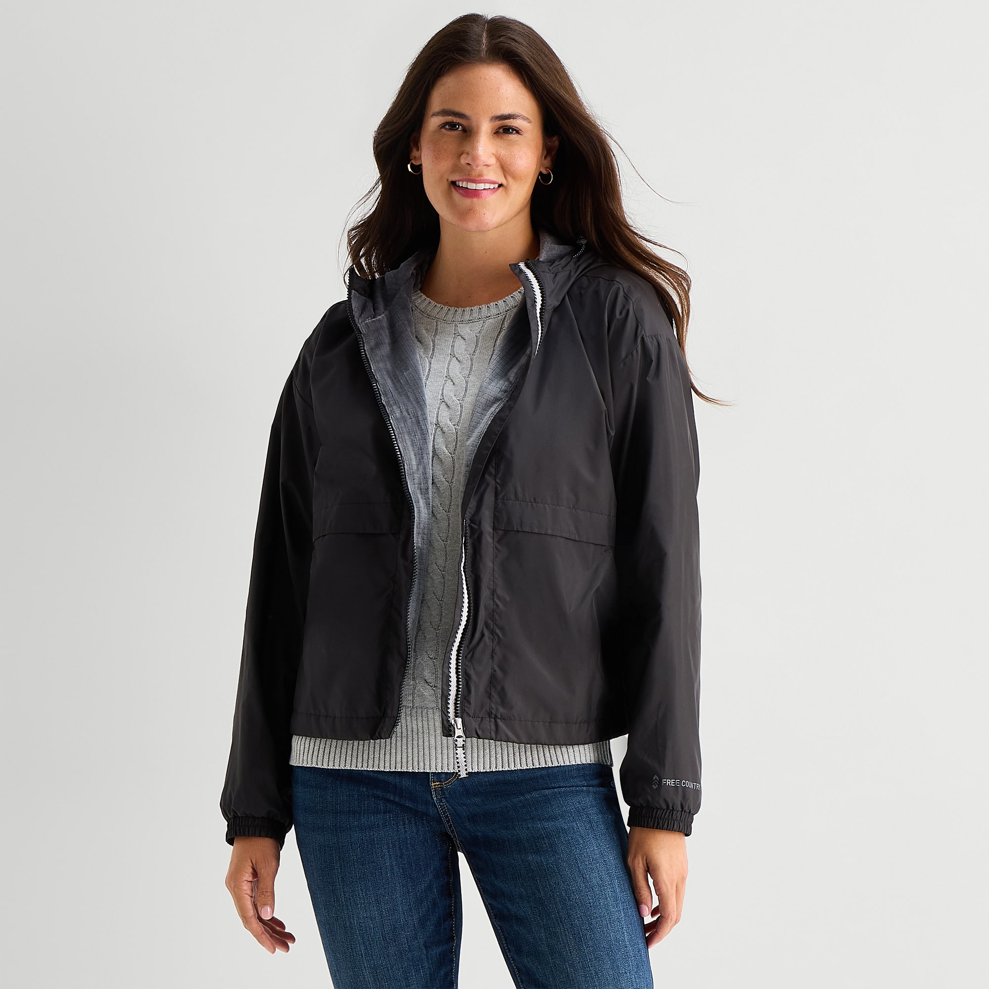 Free Country Womens Water Resistant Fleece Lined Lightweight Windbreaker