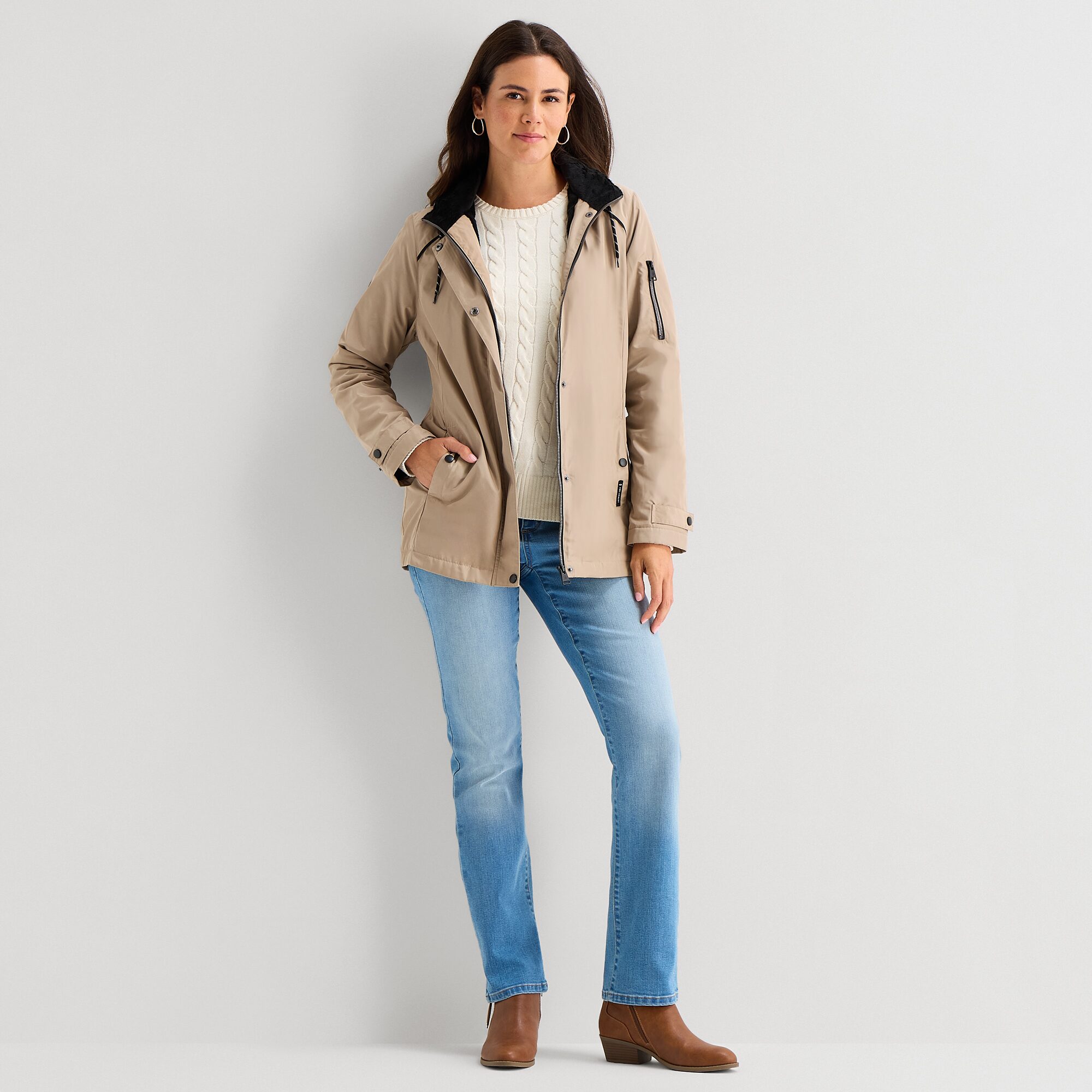 Free Country Womens Water Resistant Midweight Raincoat