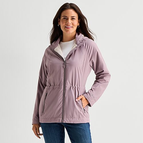 Free Country Womens Water Resistant Fleece Lined Lightweight Windbreaker In Purple