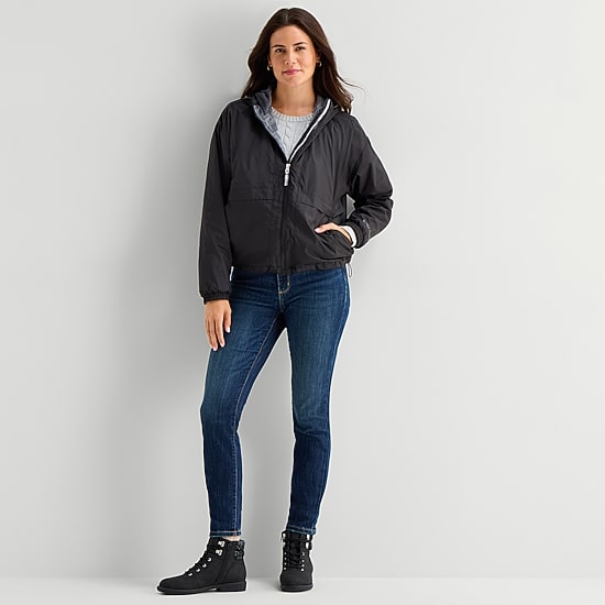 Free Country Womens Water Resistant Fleece Lined Lightweight Windbreaker