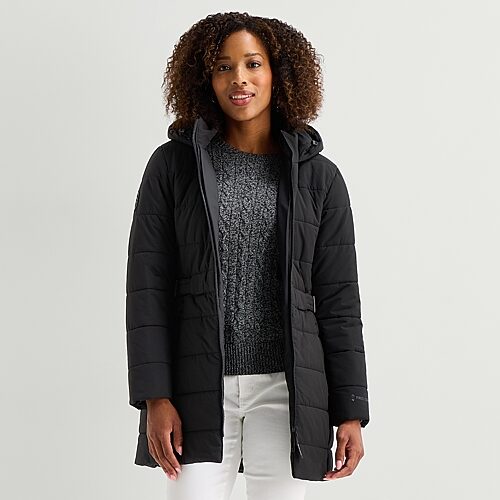 Free Country Women's Cirrus Quilted Puffer Hooded Jacket - Black