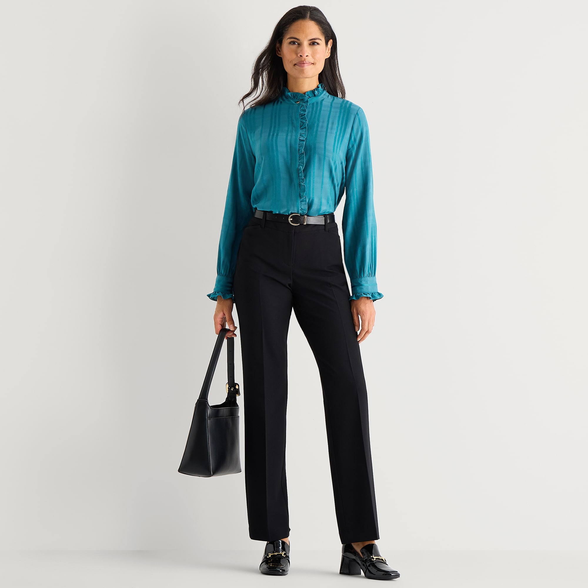Liz Claiborne Womens Tall High Neck Long Sleeve Blouse