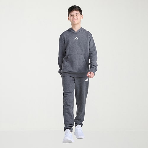 adidas Boys' 8-20 Essential Hooded Long-Sleeve Fleece Pullover and Jogger, 2-Piece Set - Dark Gray/Gray Heather