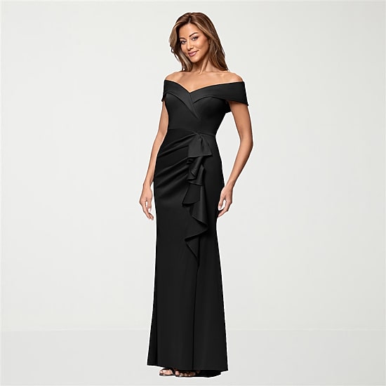 DJ Jaz Womens Sweetheart Neck Short Sleeve Off the Shoulder Evening Gown