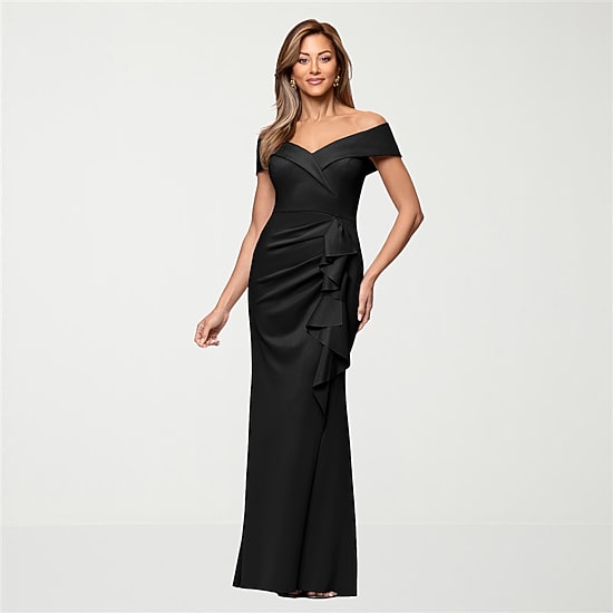 DJ Jaz Womens Sweetheart Neck Short Sleeve Off the Shoulder Evening Gown