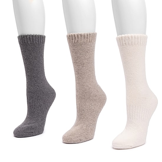 Muk Luks W Ml Ds Crew Socks 2 Pk Crew Wool Womens 3 Pair Crew Socks