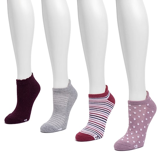 Muk Luks W Ml Ds Lc Socks 4 Pk Dream Step Low Cut Ankle Womens Multi-Pack 4 Pair Low Cut Socks