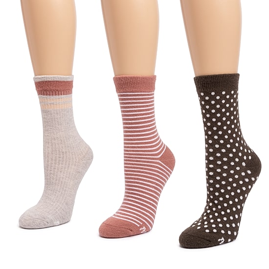 Muk Luks W Ml Ds Ftie Slp Sks 3 Pk Low Cut Cozy Footie Womens 3 Pair Crew Socks