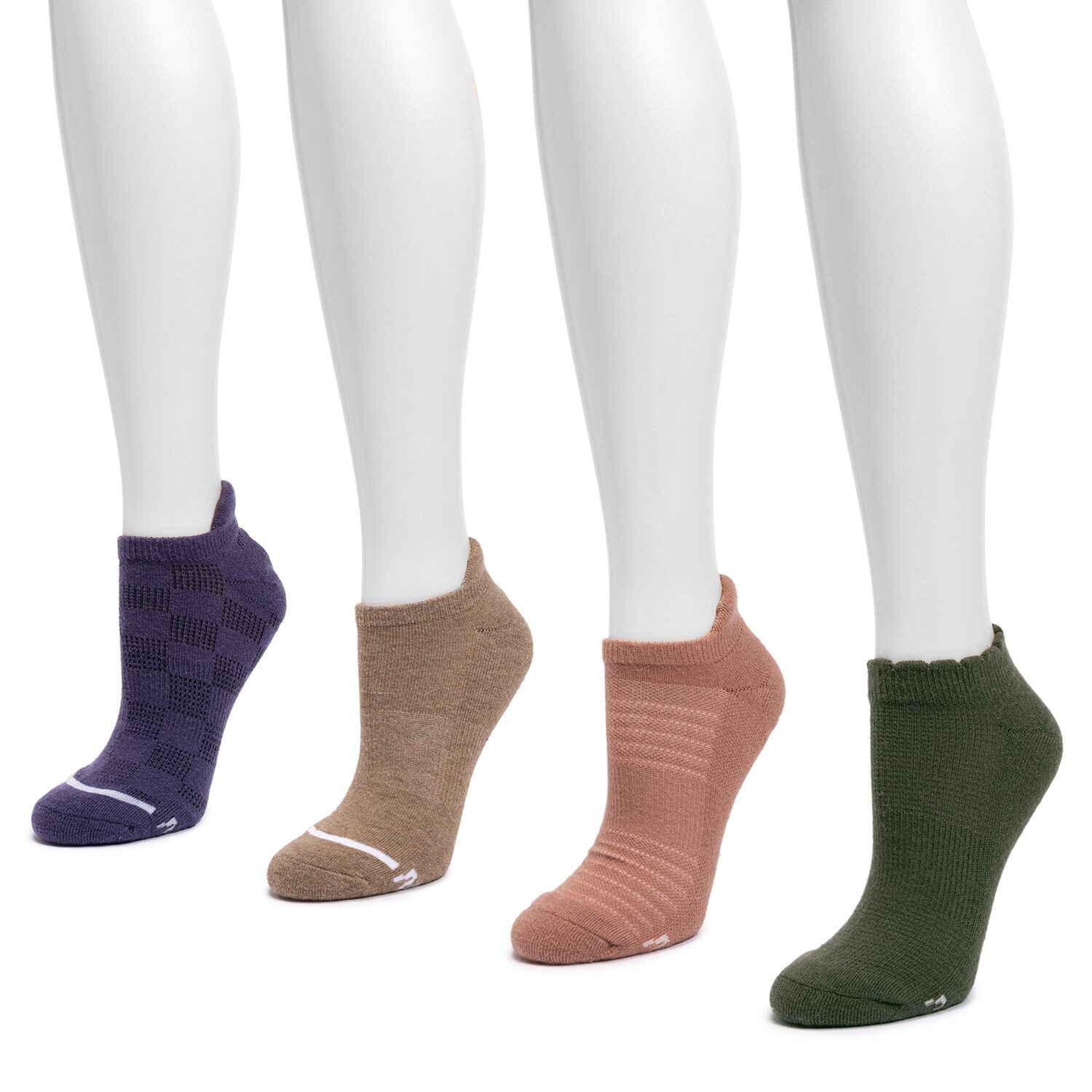 Muk Luks W Ml Ds Lc Socks 4 Pk Dream Step Low Cut Ankle Womens Multi-Pack Pair
