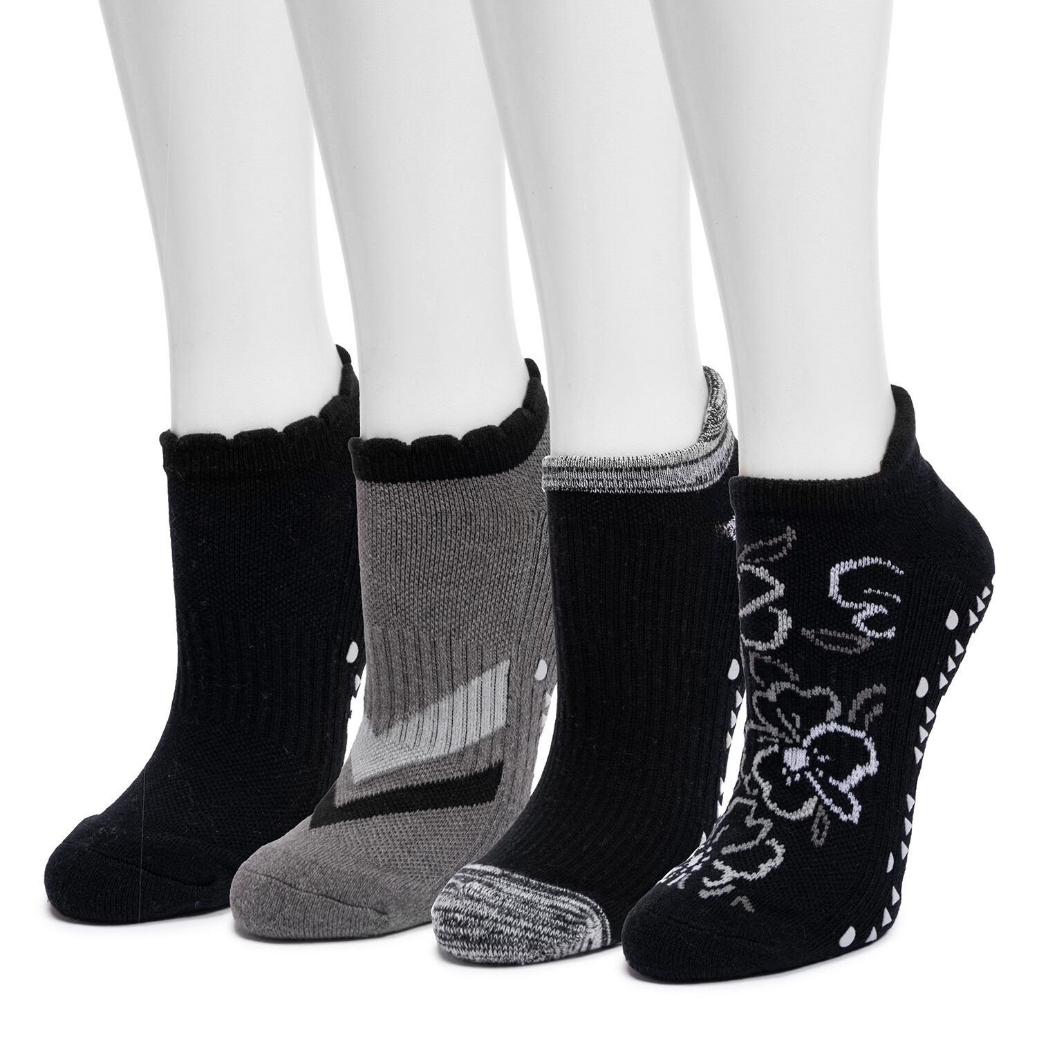 Muk Luks W Ml Ds Crew Socks 3 Pk Wool Blend Womens Multi-Pack 4 Pair Low Cut