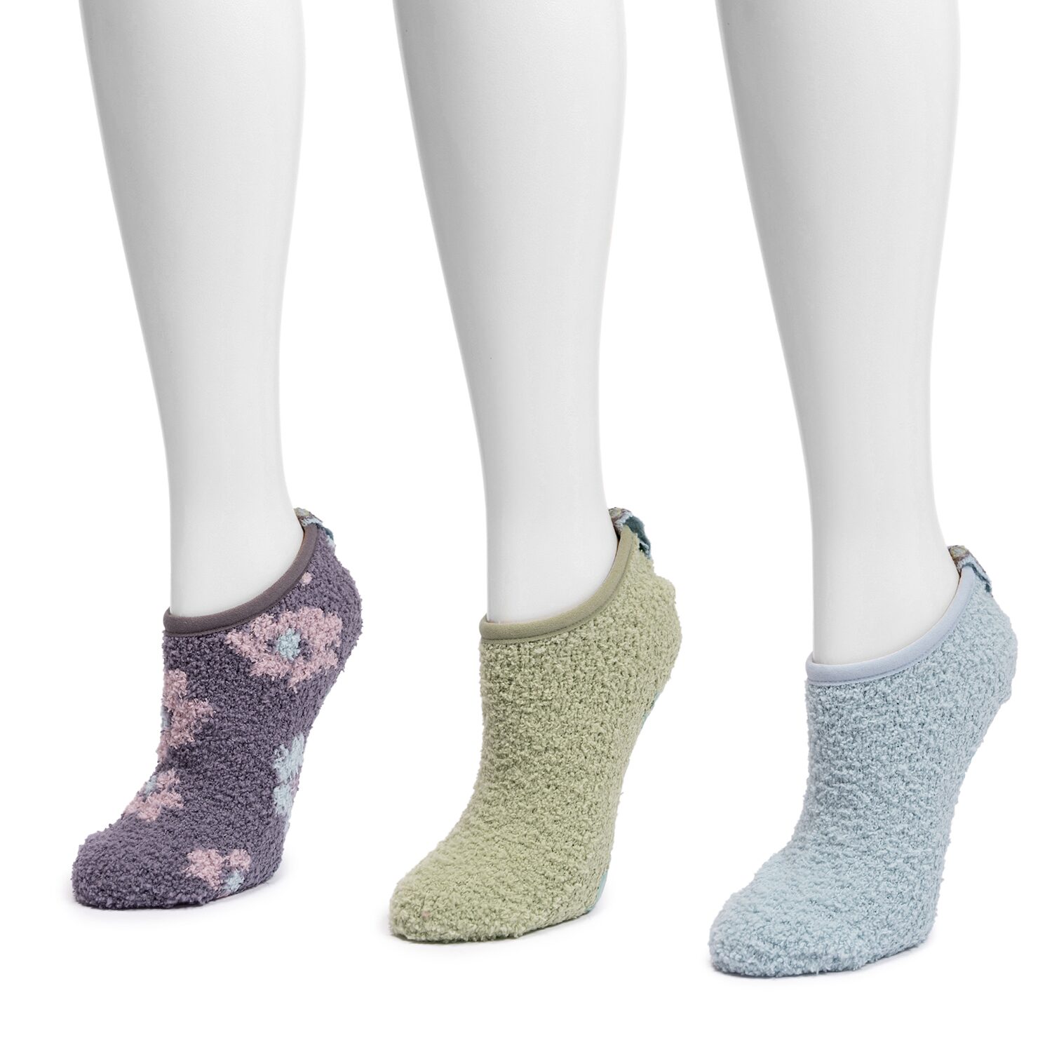 Muk Luks W Ml Ds Ftie Slp Sks 3 Pk Low Cut Cozy Footie Womens Multi-Pack Pair Slipper Socks