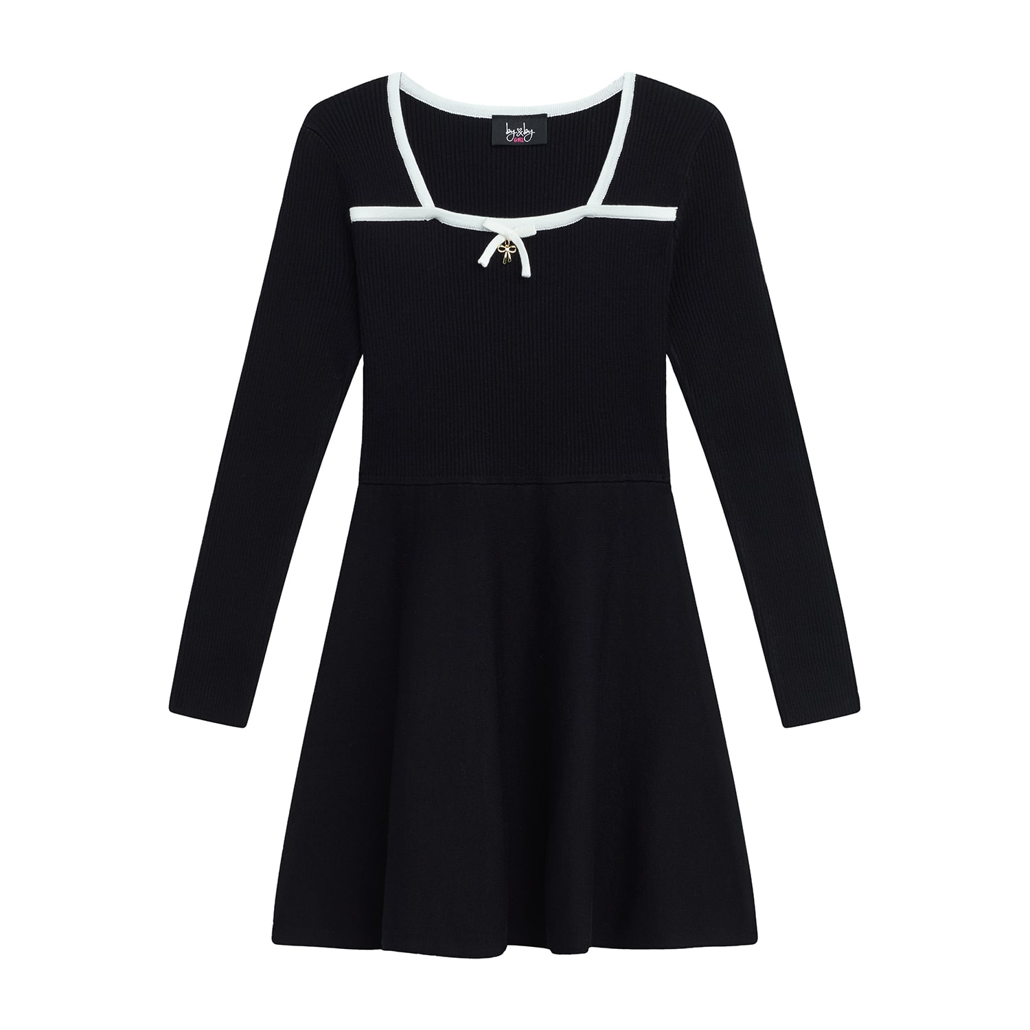 by&by girl Girls Fitted Long Sleeve Fit + Flare Dress