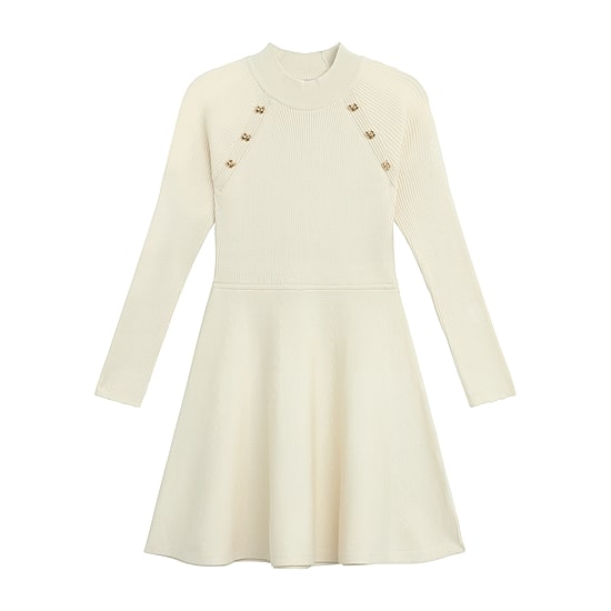 by&by girl Girls Fitted Long Sleeve Fit + Flare Dress