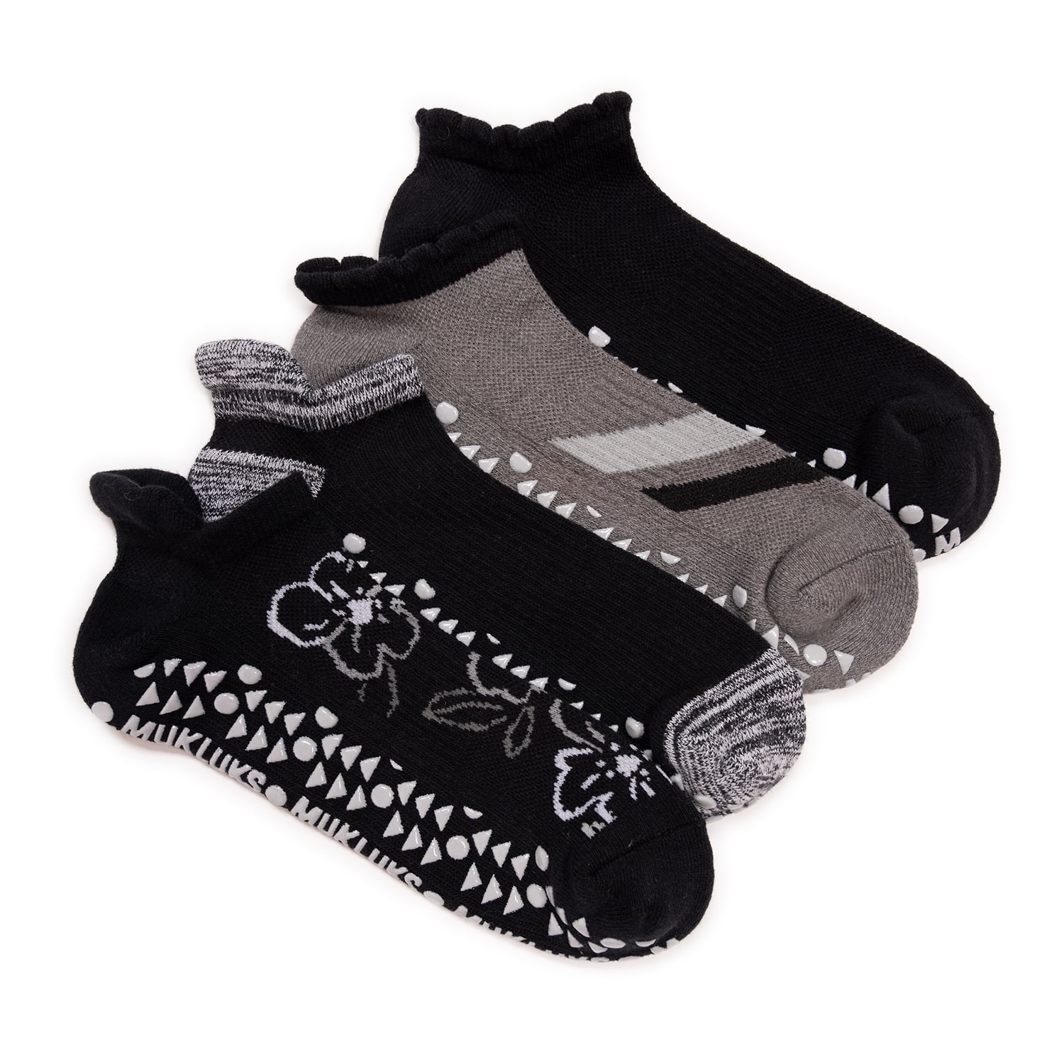 Muk Luks W Ml Ds Crew Socks 3 Pk Wool Blend Womens Multi-Pack 4 Pair Low Cut