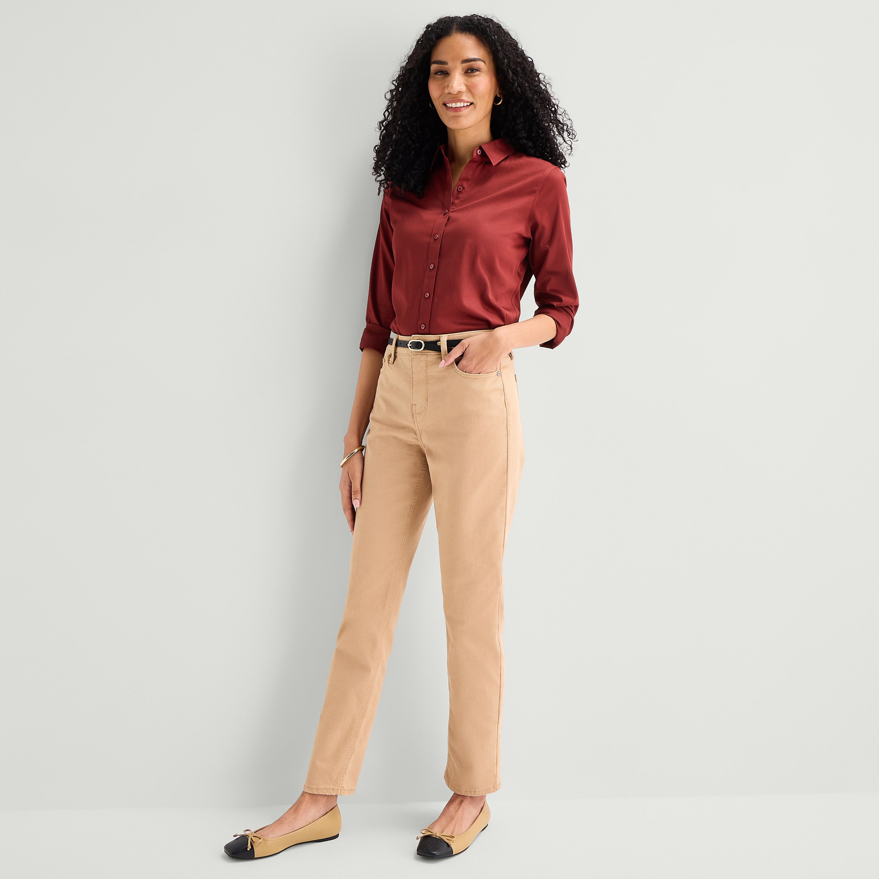 Liz Claiborne Womens Tall High Rise Straight Leg Jean