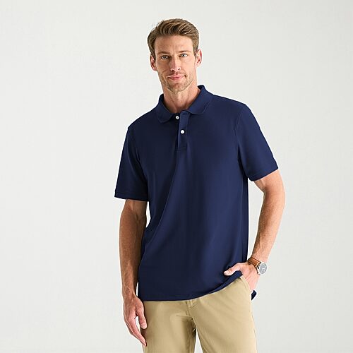St. John's Bay Premium Stretch Mens Slim Fit Short Sleeve Polo Shirt, Small, Blue