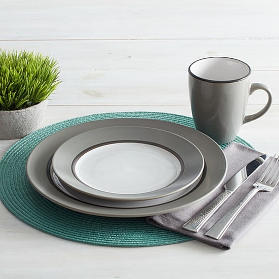 Pfaltzgraff Grayson, White/Charcoal 16-pc. Stoneware Dinnerware Set