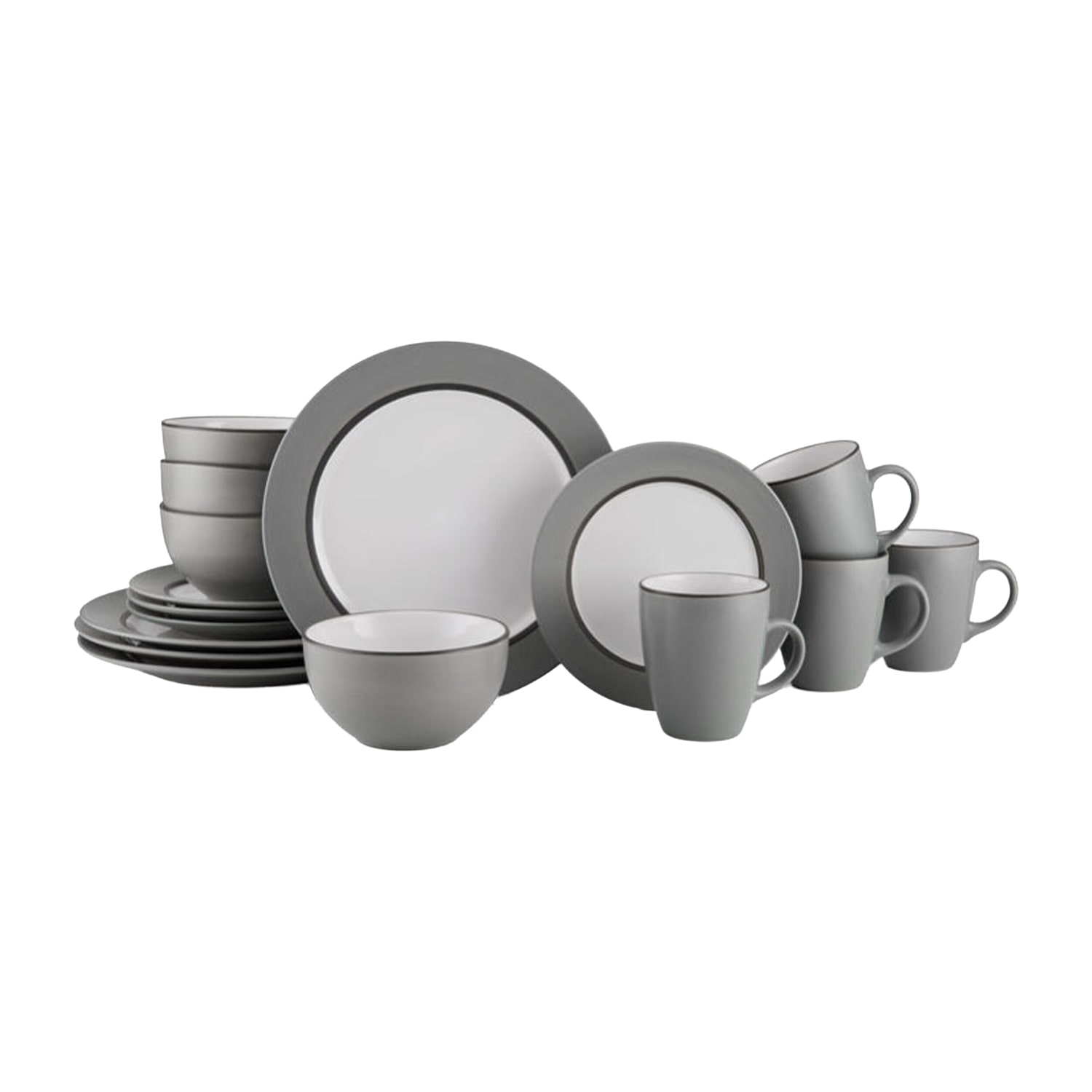 Pfaltzgraff Grayson, White/Charcoal 16-pc. Stoneware Dinnerware Set