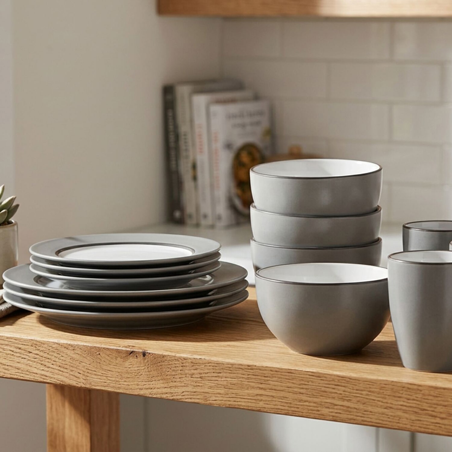 Pfaltzgraff Grayson, White/Charcoal 16-pc. Stoneware Dinnerware Set