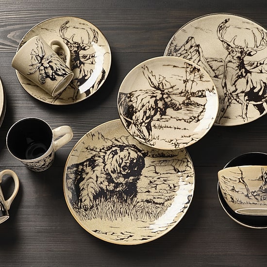 Lifetime Brand Reactive Animal, Brown 16-pc. Stoneware Dinnerware Set
