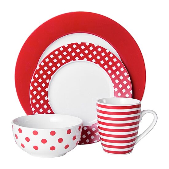 Pfaltzgraff Kenna, Red 12-pc. Porcelain Dinnerware Set