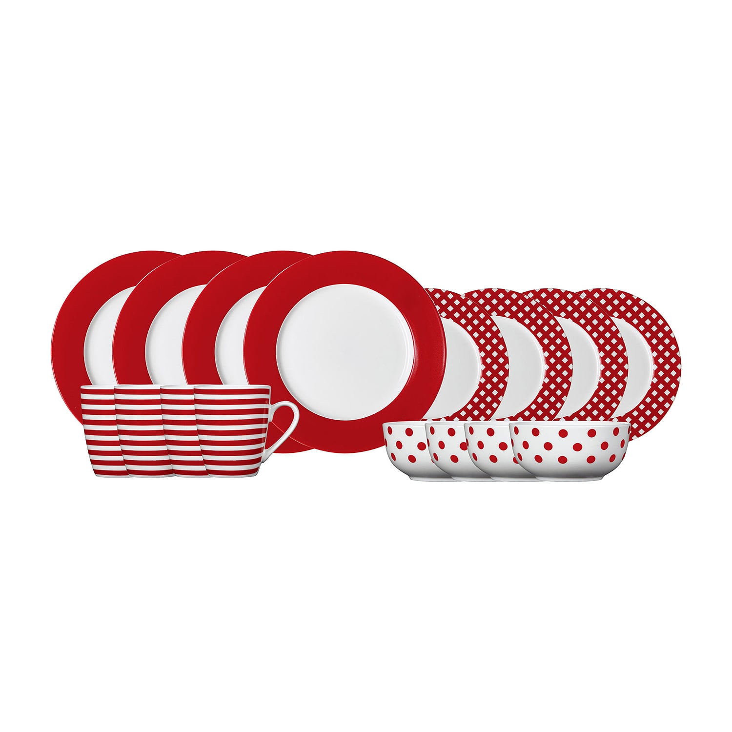 Pfaltzgraff Kenna, Red 12-pc. Porcelain Dinnerware Set