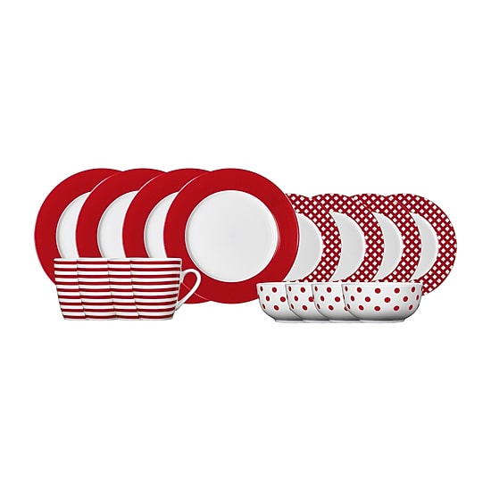Pfaltzgraff Kenna, Red 12-pc. Porcelain Dinnerware Set