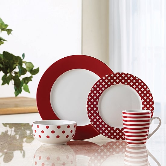 Pfaltzgraff Kenna, Red 12-pc. Porcelain Dinnerware Set