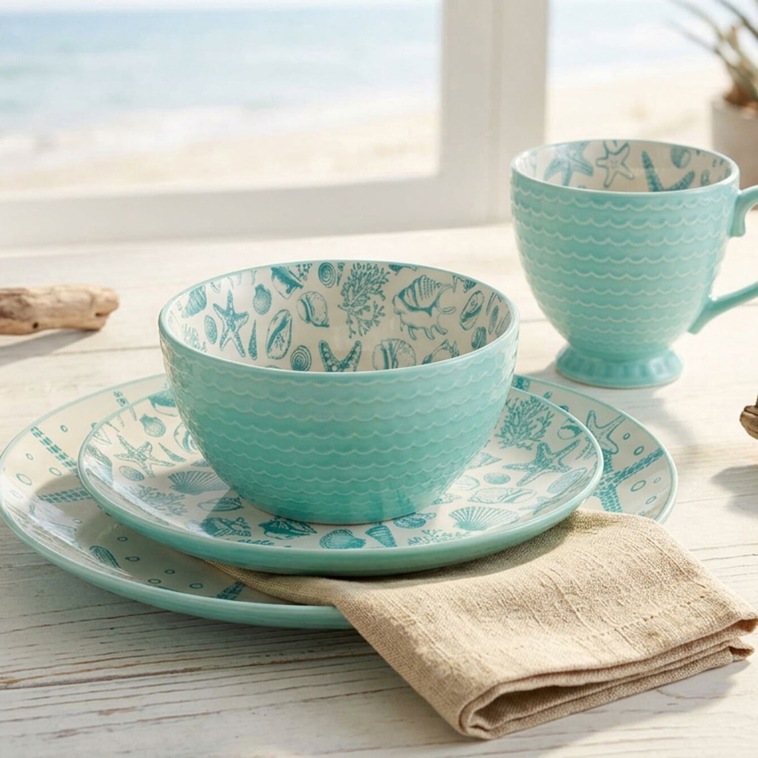 Pfaltzgraff Venice, Turquoise 16-pc. Stoneware Dinnerware Set