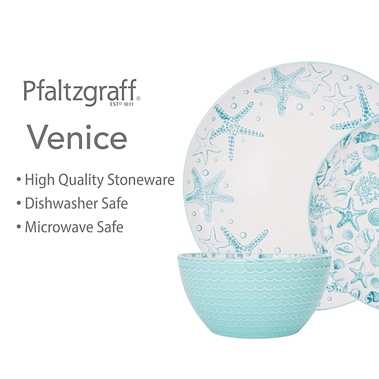 Pfaltzgraff Venice, Turquoise 16-pc. Stoneware Dinnerware Set