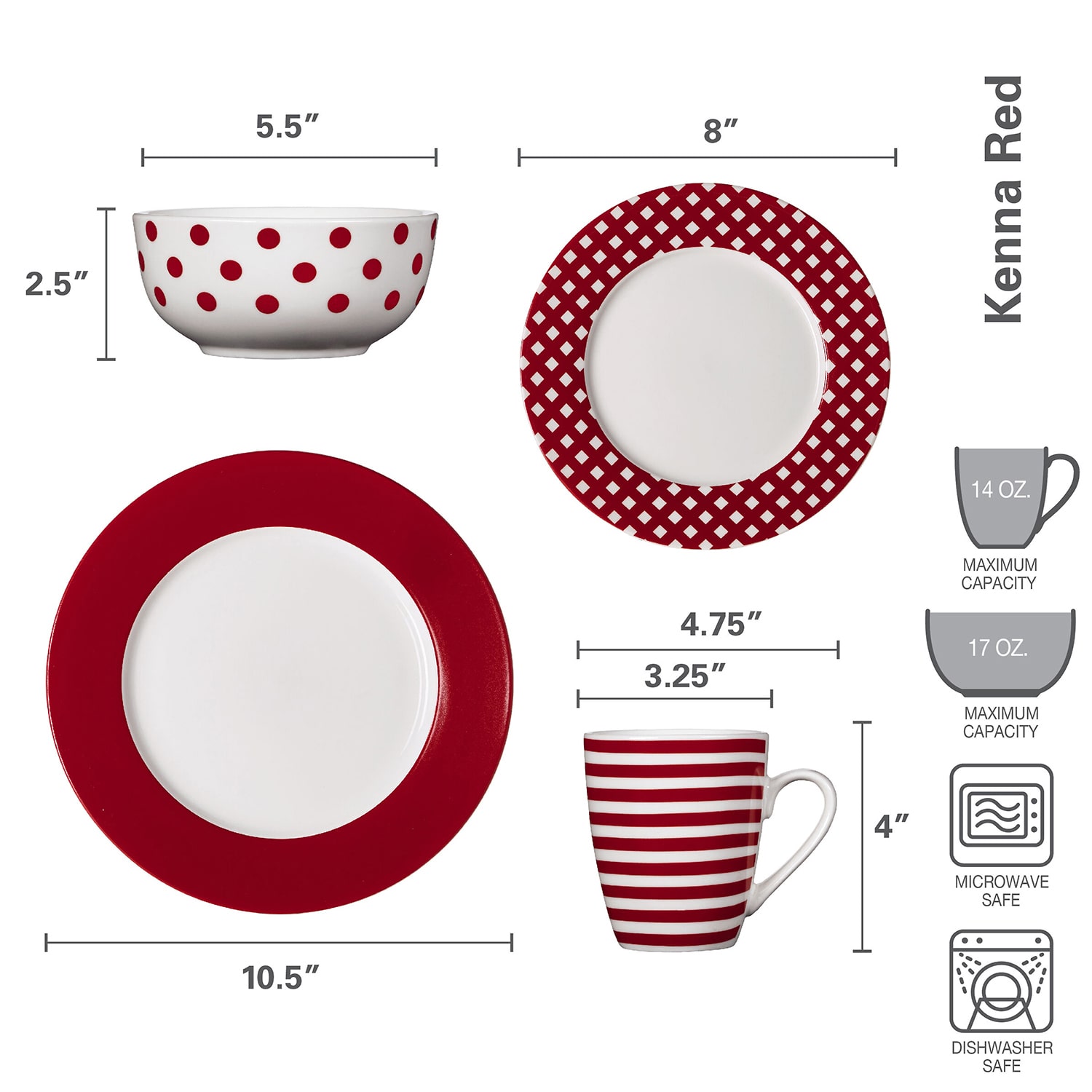 Pfaltzgraff Kenna, Red 12-pc. Porcelain Dinnerware Set