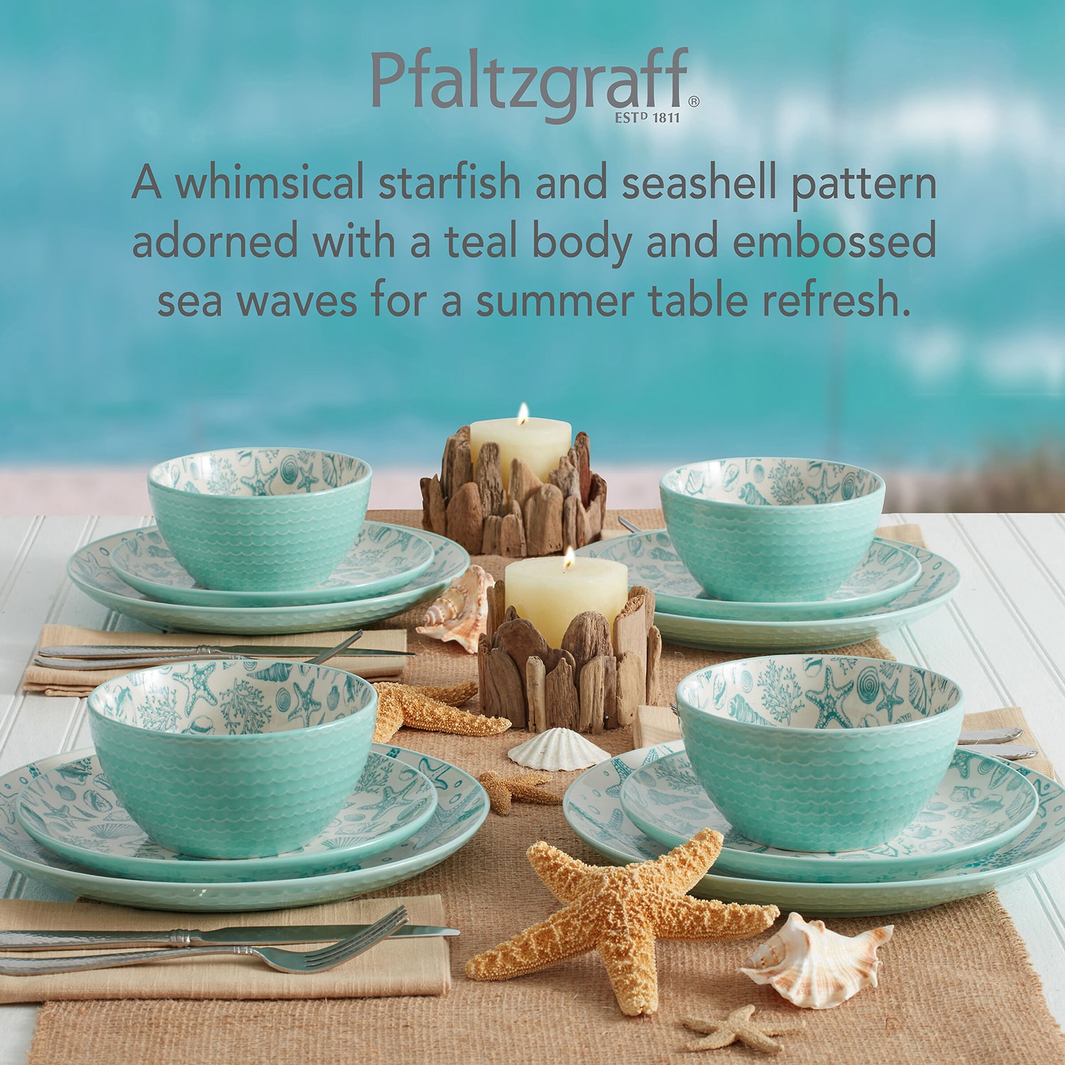 Pfaltzgraff Venice, Turquoise 16-pc. Stoneware Dinnerware Set