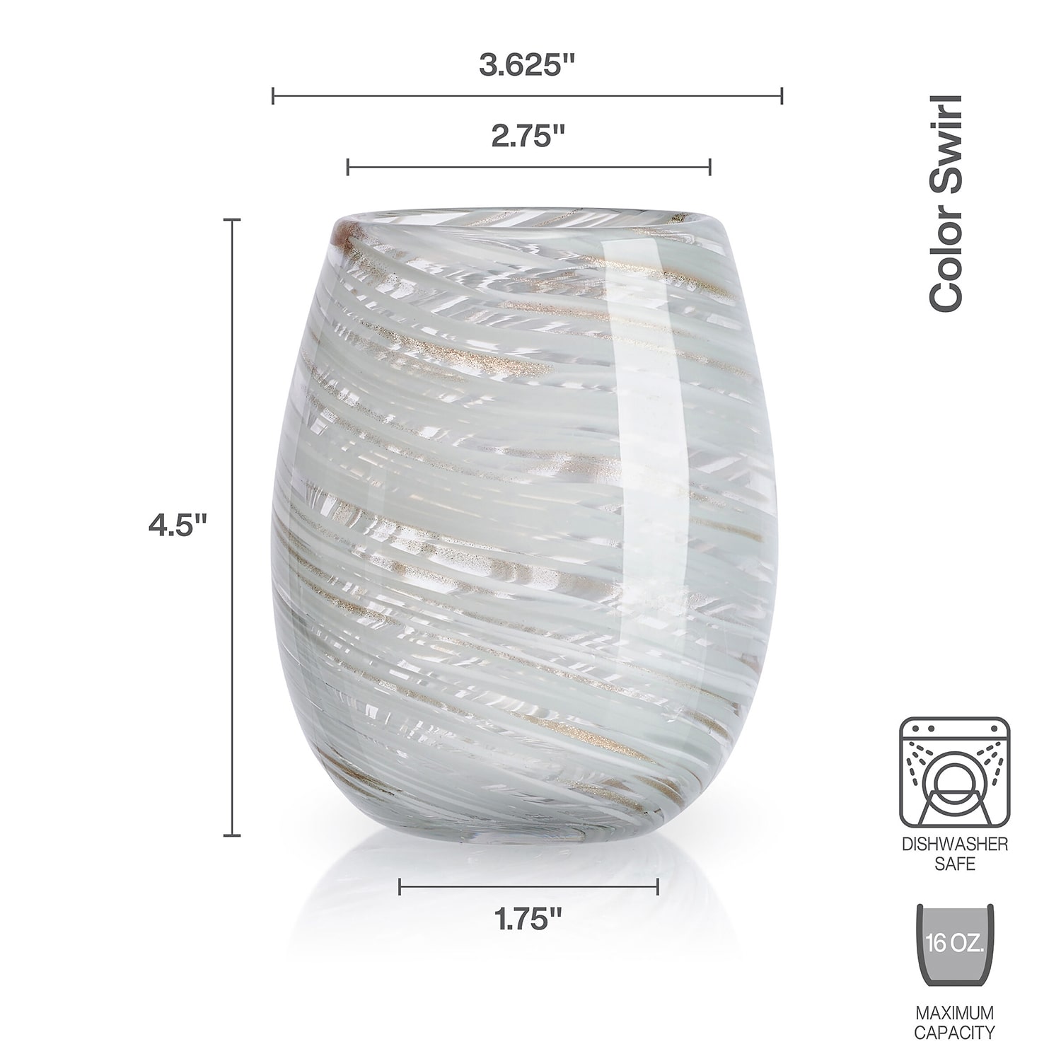 Mikasa Color Swirl, Blue 4-pc. Stemless Wine Glass