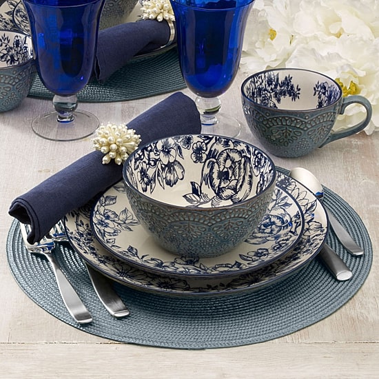 Pfaltzgraff Gabriela, Blue 16-pc. Stoneware Dinnerware Set