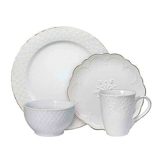 Pfaltzgraff French Lace, White 16-pc. Stoneware Dinnerware Set