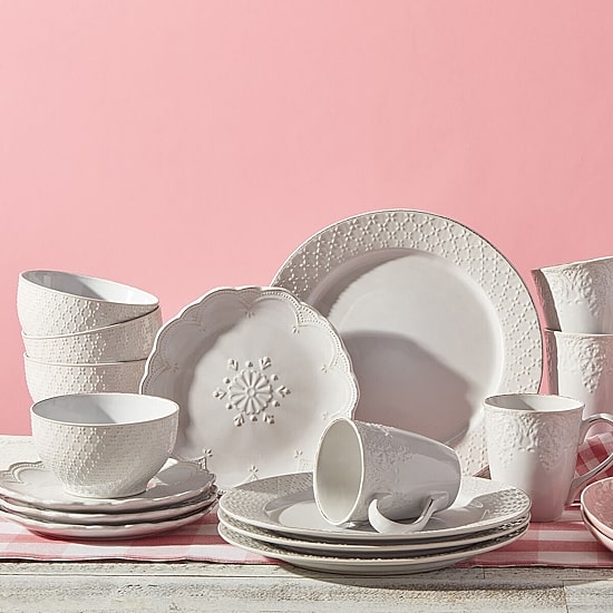 Pfaltzgraff French Lace, White 16-pc. Stoneware Dinnerware Set