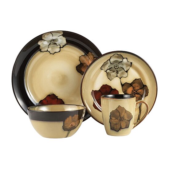 Pfaltzgraff Painted Poppies, Beige 16-pc. Stoneware Dinnerware Set