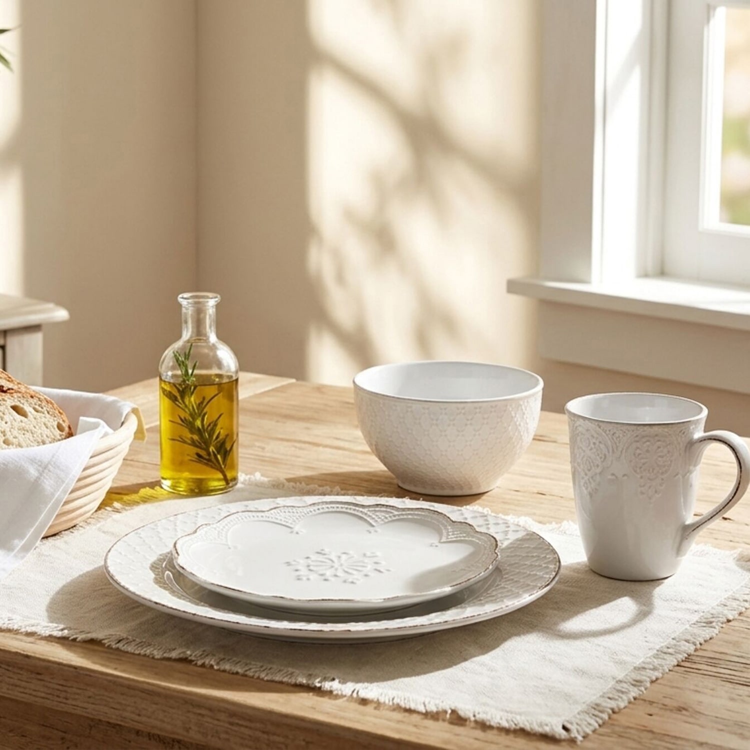 Pfaltzgraff French Lace, White 16-pc. Stoneware Dinnerware Set