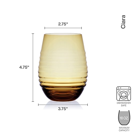 Mikasa Mksa Ciara, Yellow 4-pc. Stemless Wine Glass