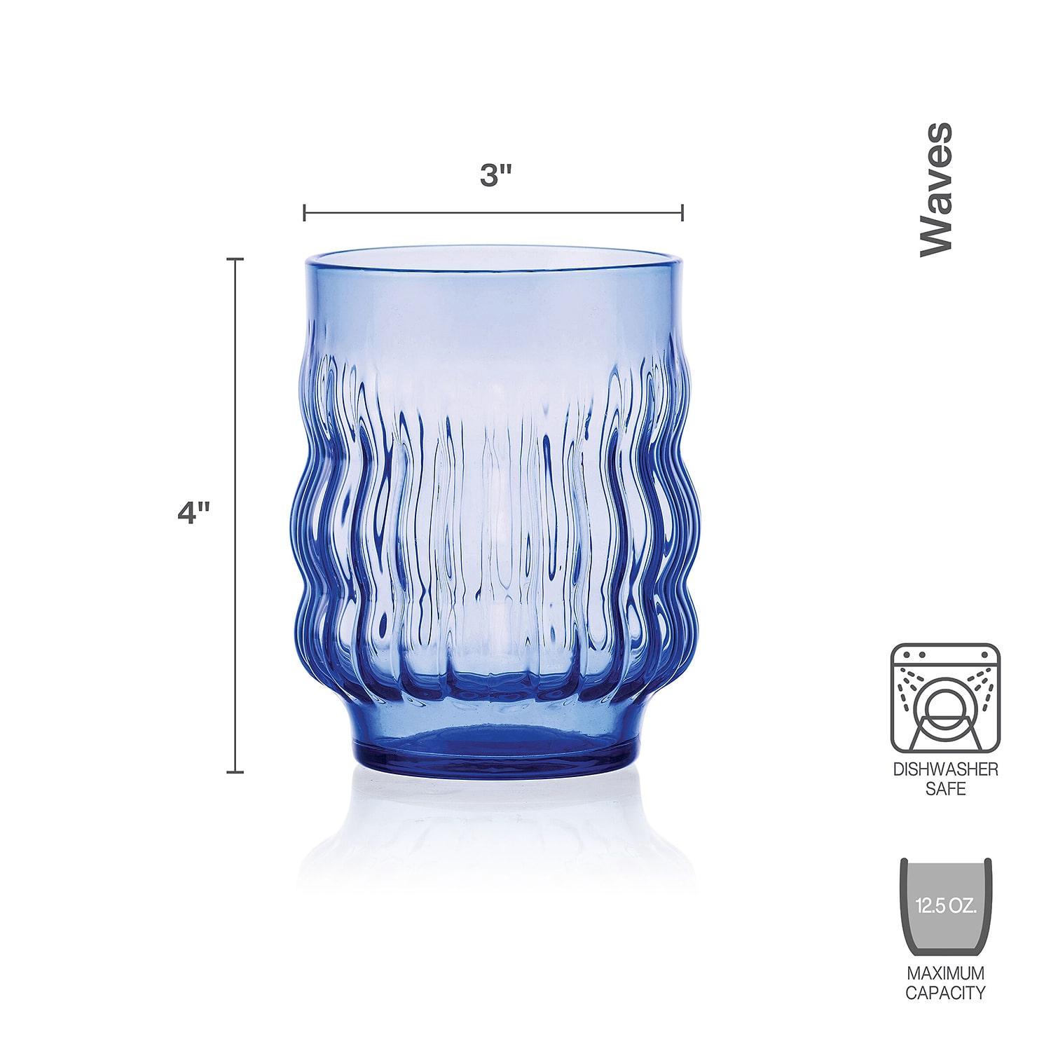 Mikasa Waves, Blue 4-pc. Tumbler Glass