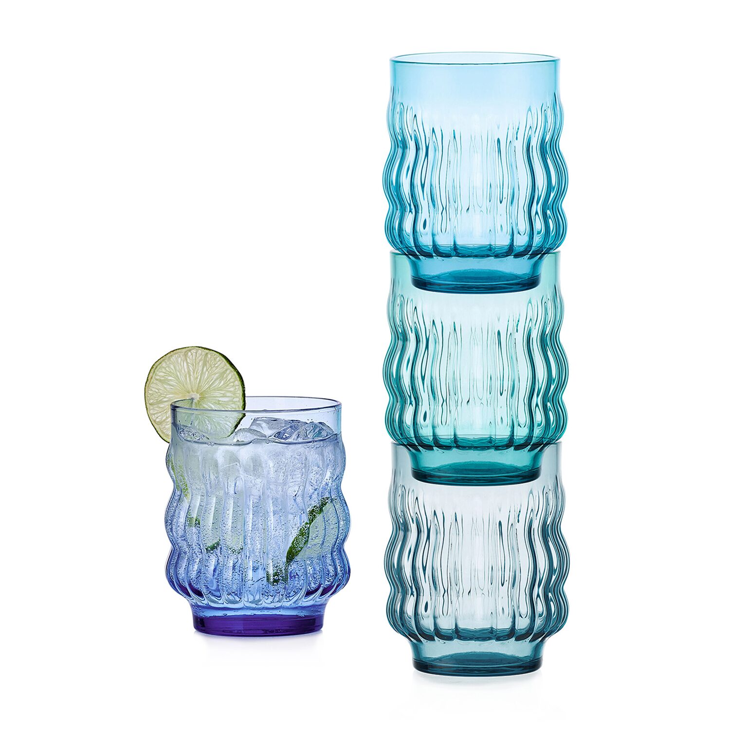 Mikasa Waves, Blue 4-pc. Tumbler Glass